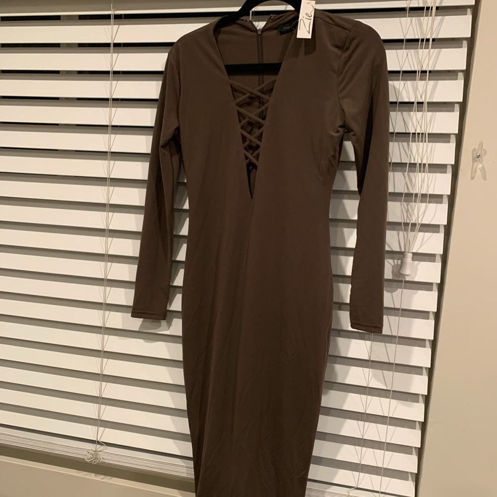 Brown midi dress